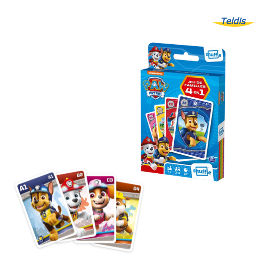 JEU DE FAMILLES 4 EN 1 NICKELODEON PAT PATROUILLE SHUFFLE /12