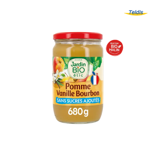 COMPOTE POMME VANILLE BOURBON JARDIN BIO BOCAL 680GR /6