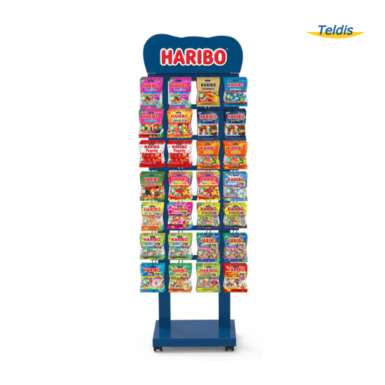 PRESENTOIR HARIBO SOL GOLDBEARS BOIS 28 BROCHES 780 SACHETS 100-120G