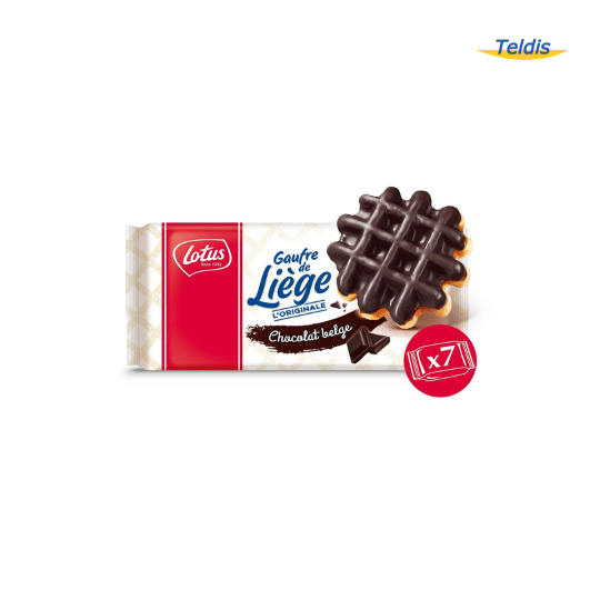 GAUFRES DE LIEGE L'ORIGINALE CHOCOLAT NOIR BELGE SACHET X7 LOTUS /12